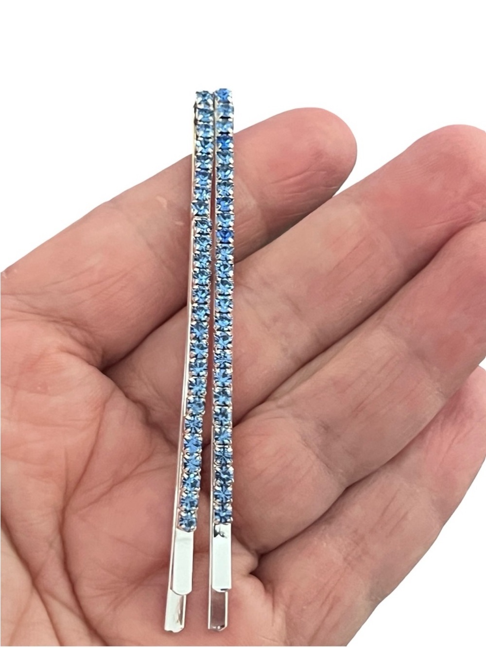 Blue Crystal Hair Pins - Elegant Women's Hair Accessories 3.5”